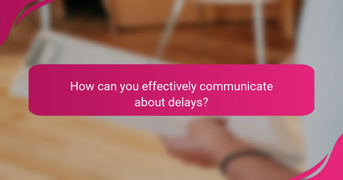 How can you effectively communicate about delays?